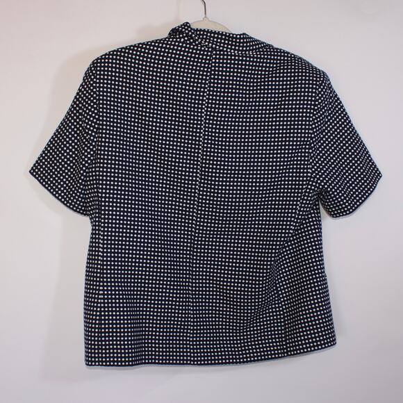 Alfred Dunner Navy Blue Polka Dot Button Up Short Sleeve Blazer Size 14P - Picture 3 of 4